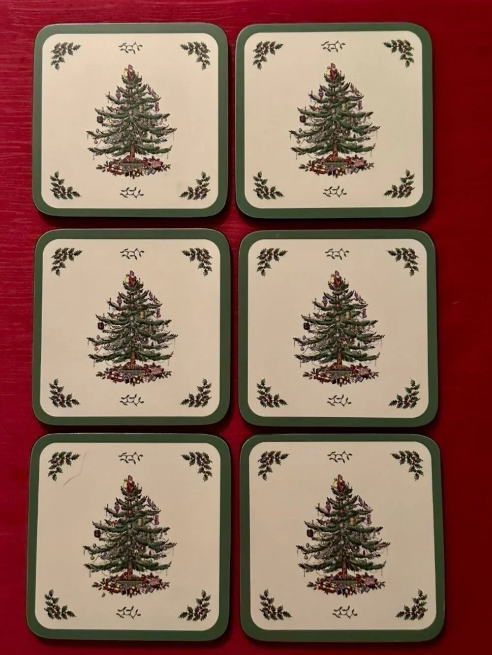 Spode Christmas Tree coasters by Pimpernel Cork-Backed Coasters, set of 6